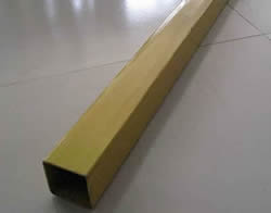 Square palisade fencing post with yellow PVC coating